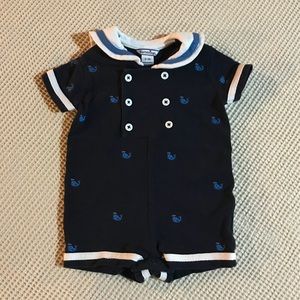 HARTSTRINGS blue whale sailor style romper